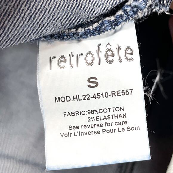 Retrofete Zelda Wrap‎ Dress Sienna Blue Denim V-Neck Puff Sleeve Sz S - Picture 10 of 11